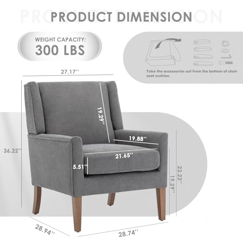 COLAMY Modern Wingback Living Room Chair, Upholstered Fabric Accent Armchair