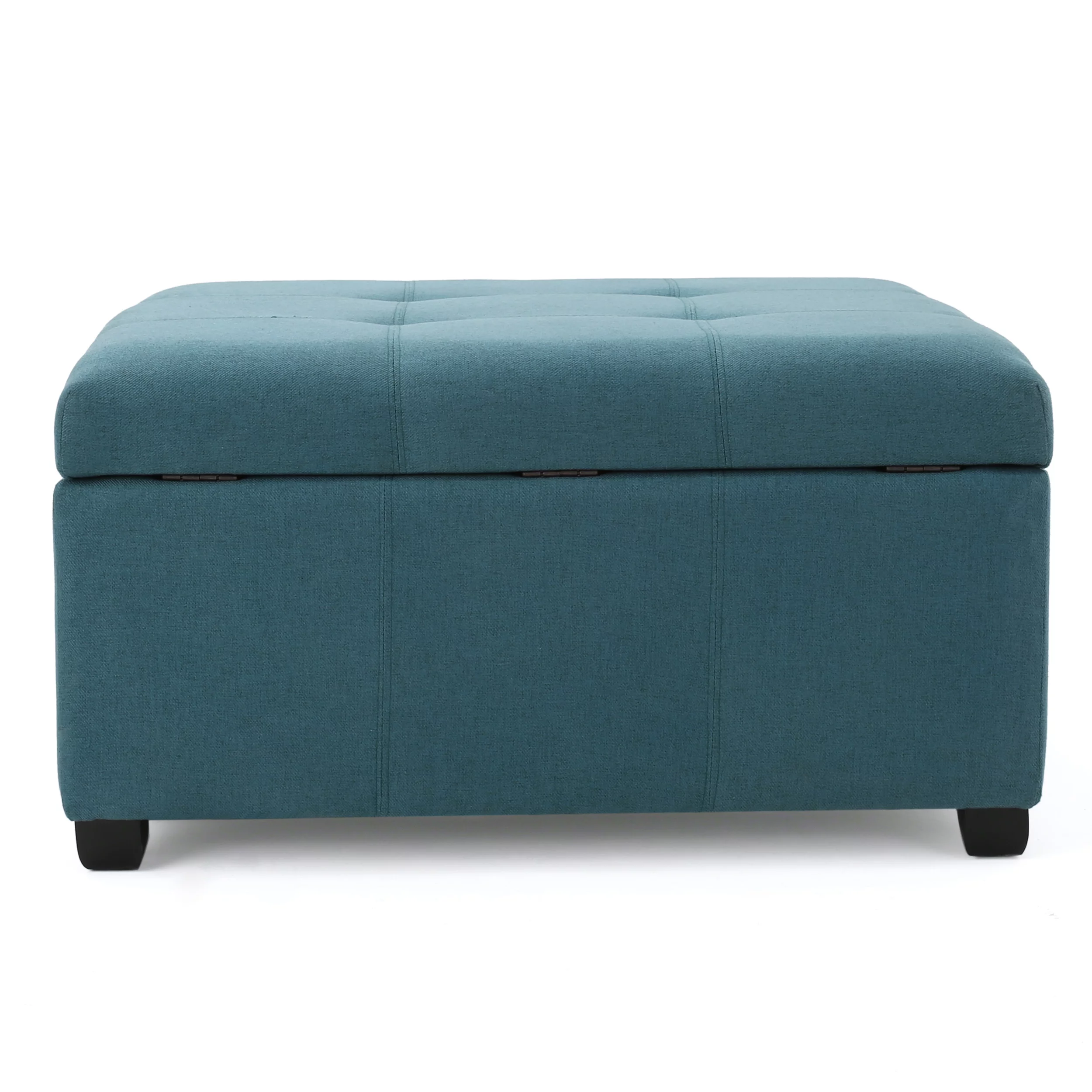 Noble House Lomita Dark Teal Fabric Storage Ottoman