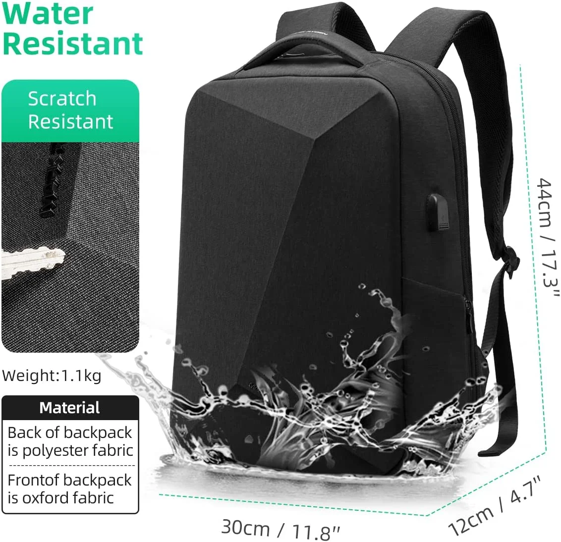 MARK RYDEN Anti Theft Backpack with TSA Approved Lock and Scratch Resistant Shell, Waterproof Travel Backpack