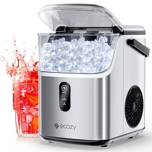 ecozy Nugget Ice Maker Countertop, Ice Maker with 33 lbs/24H, Crushed Pellet Ice Cubes, One-Click Operation Ice Machine with Self-Cleaning