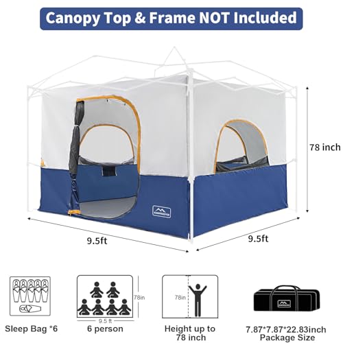 KAMPKEEPER Camping Inner Tent for Pop Up CanopyFully Vented Roof, Converts 10'x10' Straight Leg Canopy into Camping TentKhaki