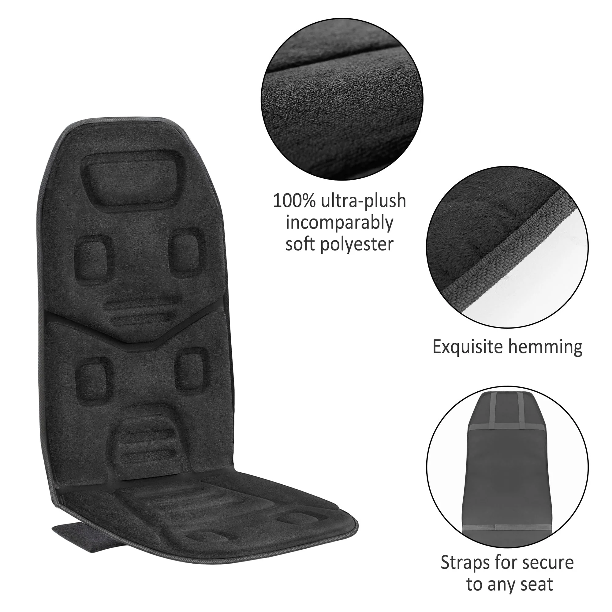 COMFIER Motors Massage Seat Cushion with 3 Level Heating Pad, Back Massager, Black, Gift for Men Women, Home/Car Use