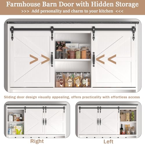 71" Kitchen Pantry Cabinet, Modern Kitchen Hutch Food Pantry with Charging Station and Microwave Stand, Pantry Storage Cabinets with Countertop