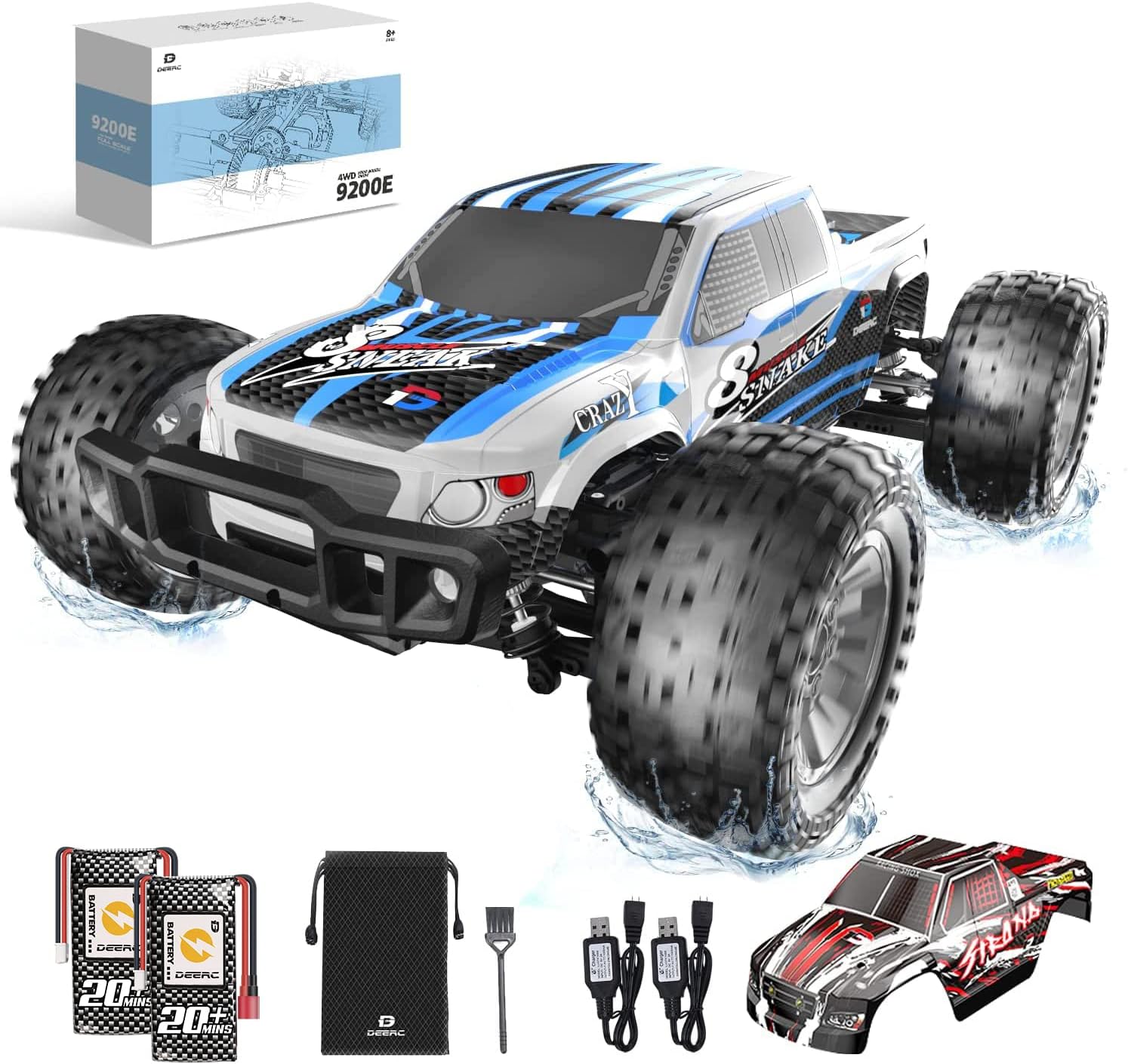 DEERC 9200E Large Hobby RC Cars, 48 KM/H 1:10 Scale Fast High Speed Remote Control Car for Adult Boy