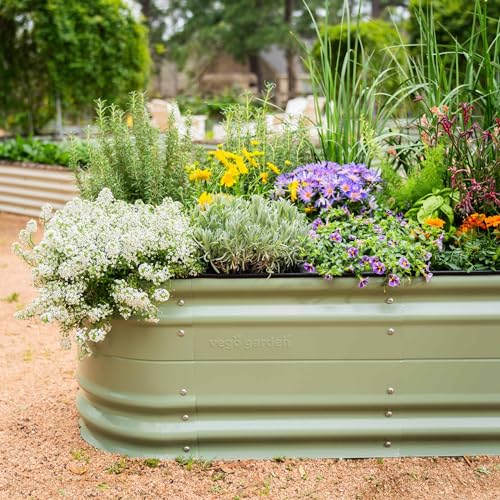 Vego garden 17" Tall 10 in 1 Novel Modular Raised Garden Bed Kit, Metal Planter Box for Vegetables Flowers Herbs