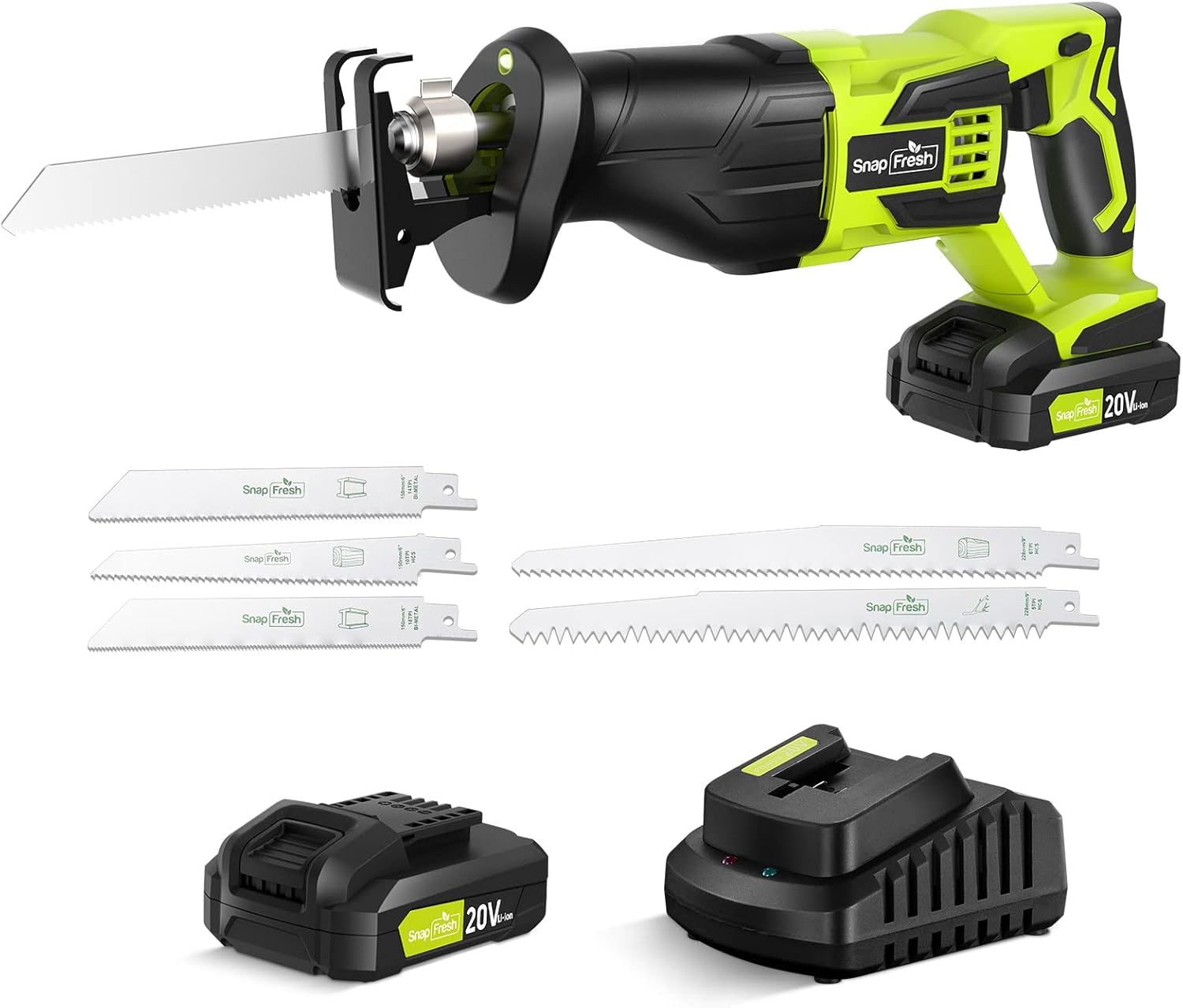 Reciprocating Saw - SnapFresh Cordless Reciprocating Saw for Woods Metal Plastic Cutting, 0-3000 SPM Powerful Motor Reciprocating Saw
