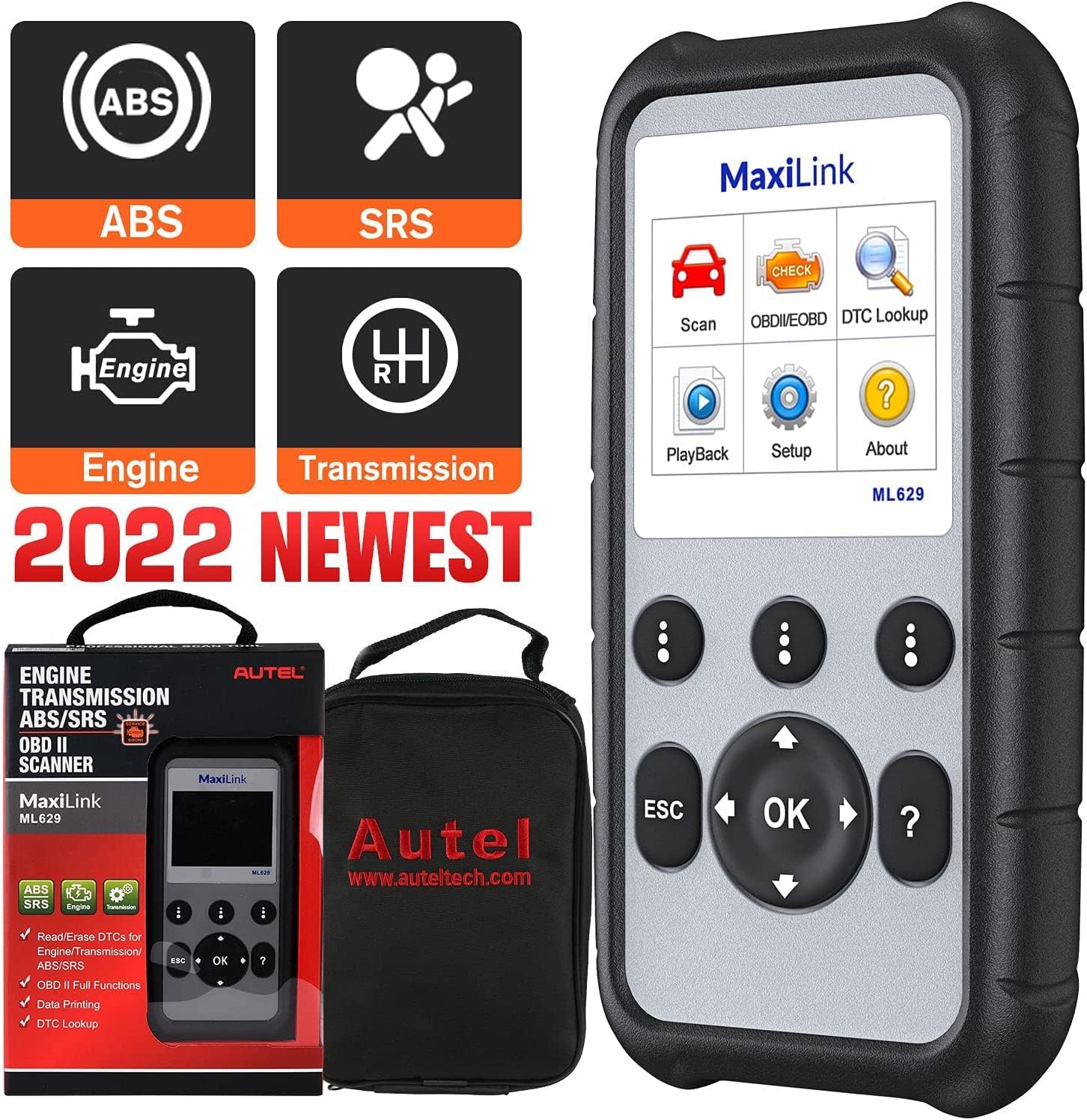 Autel MaxiLink ML629 Automotive OBD2 Scanner, 2022 Newest Model Upgraded of AL619, ML619