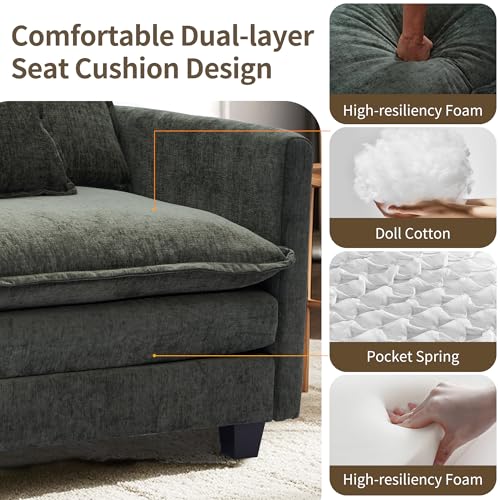SweetGO corporation 40" Chenille Lounge Chair for Reading, Modern Couch Cozy Sofa Bed