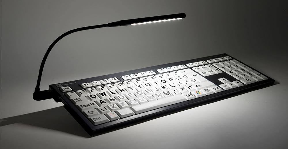 LogicKeyboard Large Print PC Slim Line Keyboard (White on Black) LPRNTWB-AJPU-US