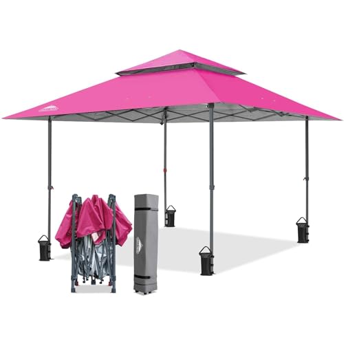 EAGLE PEAK 13x13 Straight Leg Pop Up Canopy Tent Instant Outdoor Canopy Easy Single Person Set up Folding Shelter w/Auto Extending Eaves 169 Square