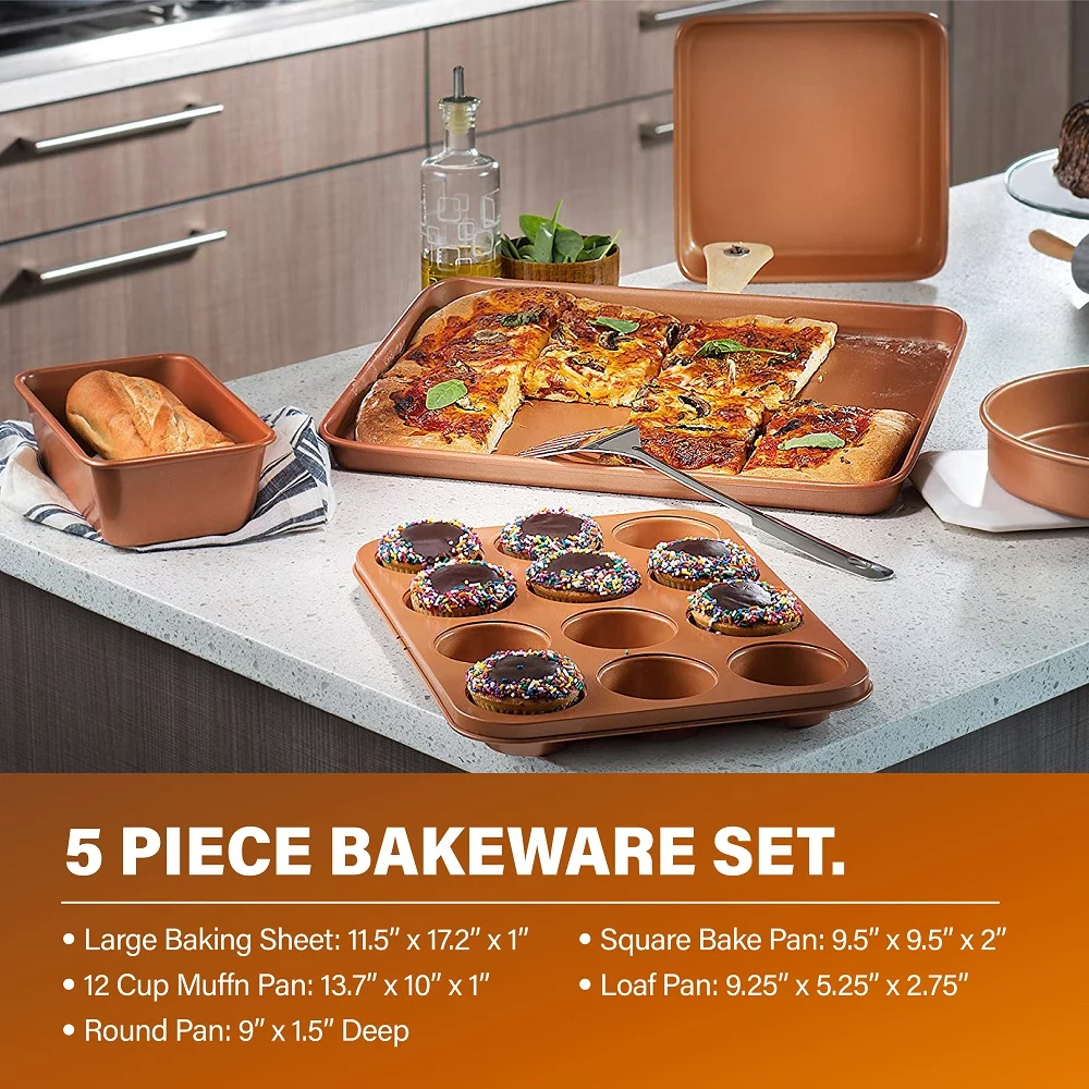 Gotham Steel Kitchen-in-a-box 25 Piece Cookware set, Non-stick Pots & Pans with Utensils, Graphite/Copper