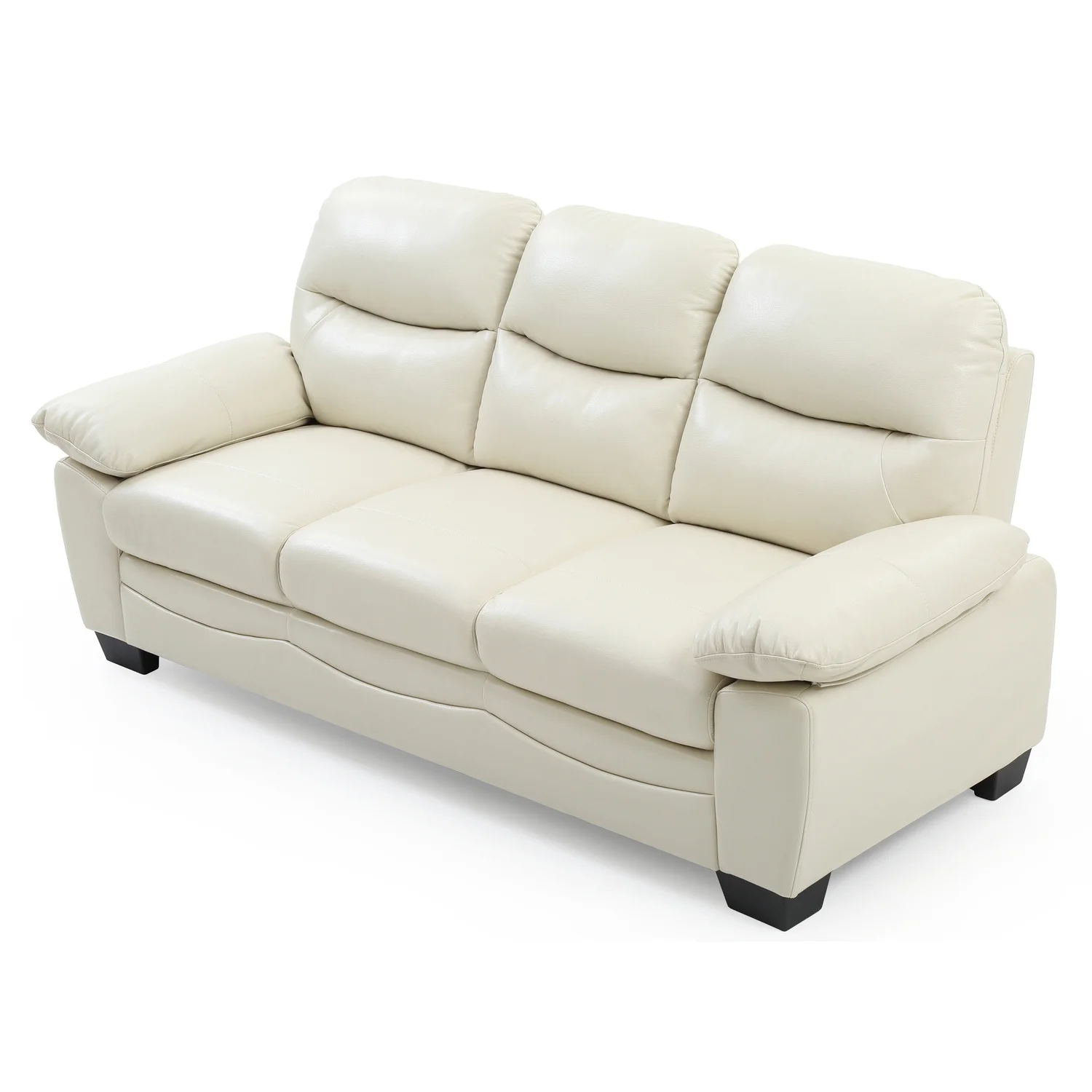 Passion Furniture Marta Flared Arm Faux Leather Pearl Straight Sofa PF-G675-S