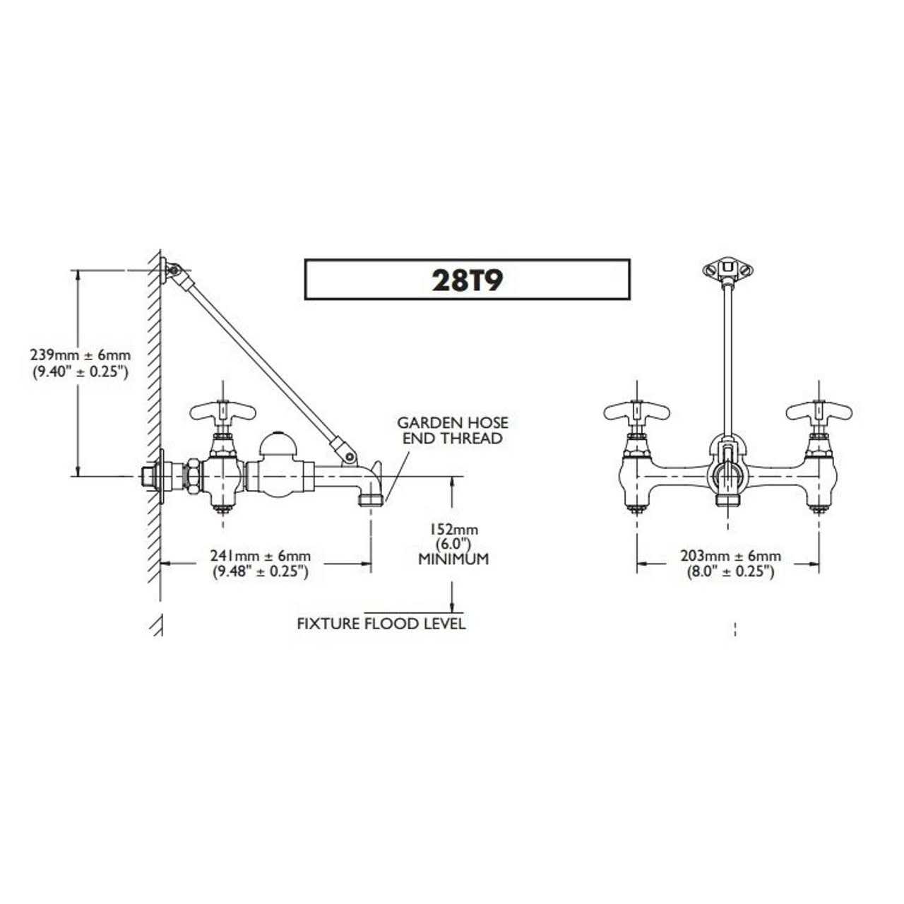 Delta 28T9 Commercial Two Handle 8 Wall Mount Service Sink Faucet - Shop Hardware Tools Online Store