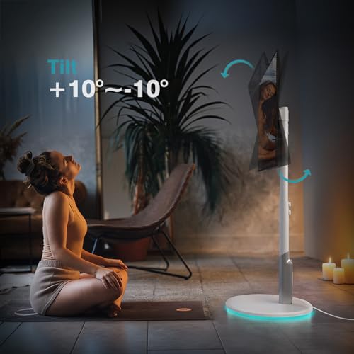 Floor Mobile TV Stand with Power Outlet, Rolling TV Cart for 27-65 Inch OLED LED Monitors, 6 Levels of Height Adjustment