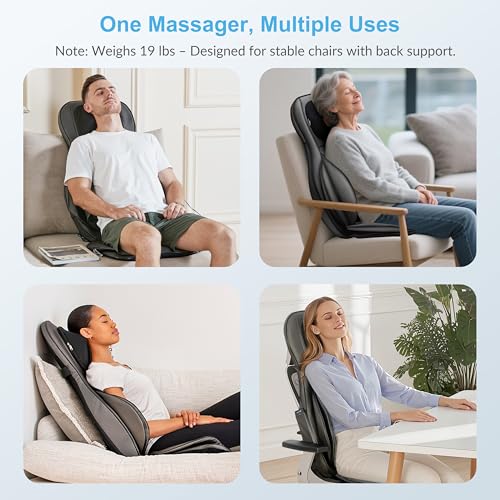COMFIER Shiatsu Neck Back Massager with Heat, 2D ro 3D Kneading Massage Chair Pad, Adjustable Neck Massage,Seat Massager for Full Body Relaxation