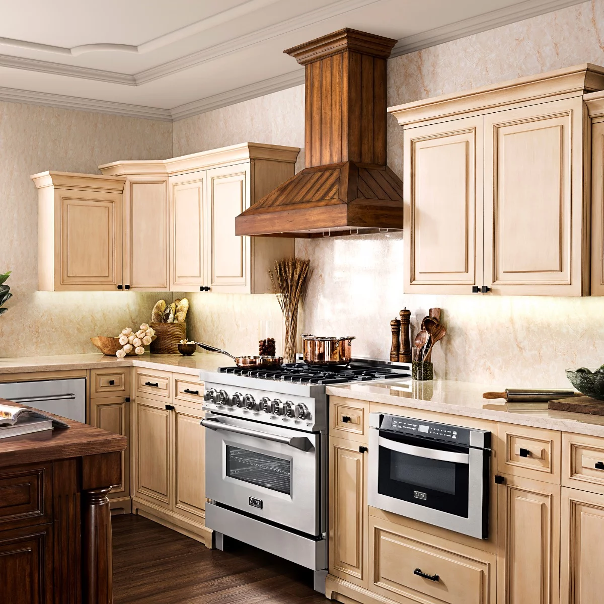 ZLINE 30 in. Wooden Wall Mount Range Hood in Rustic Light Finish - Includes 760 CFM Motor (KPLL-30)