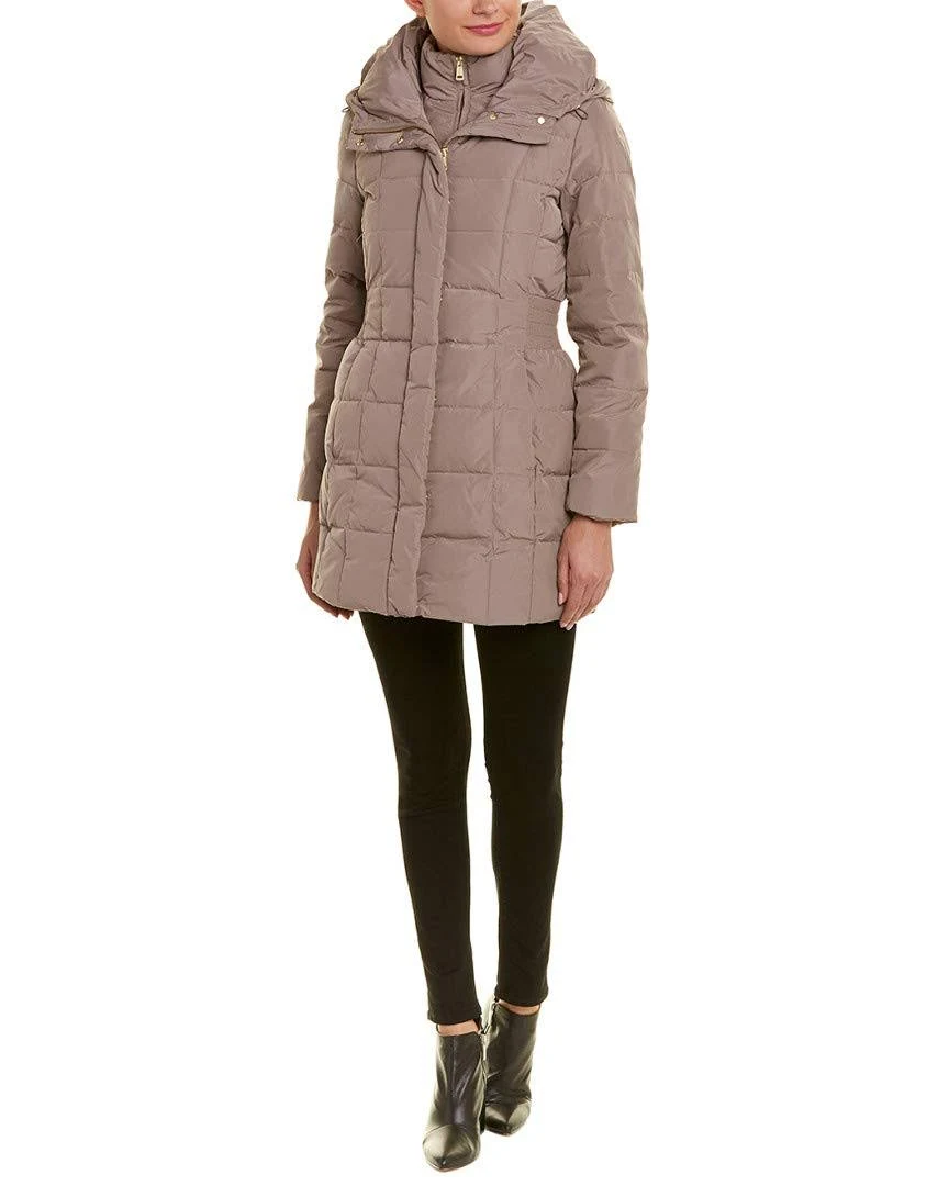 Cole Haan Hooded Down Puffer Coat - Cashew