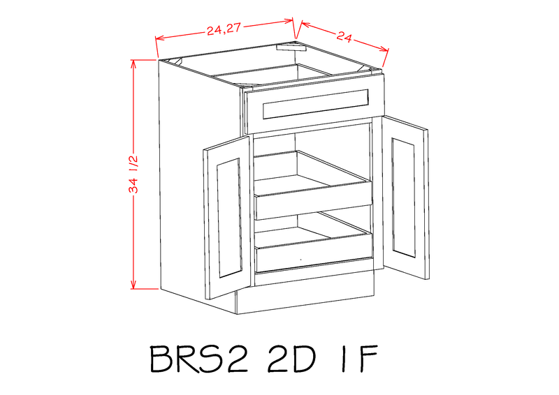 Wilora Hawthorne Shaker White 27x22 x 34.5x22 x 24x22 2 Doors, 1 Drawer, 1 Shelf, 2 Rollout Shelves Base Cabinet | High-Density