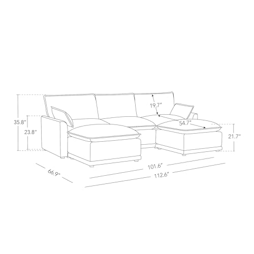 CHITA 113" Oversized Cloud Sectional Couch, Modern Modular Sectional Sofa Set for Living Room, 4 Seater L Shaped Couch, Cream