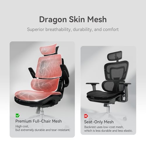 SIHOO M59AS Ergonomic Office Chair, Desk Chair with 3D Flip-up Armrests, Computer Chair with Dual Back Design and Adaptive Dynamic Lumbar Support