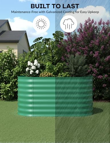 10x4x1.5ft Raised Garden Bed,Galvanized Raised Planter Boxes Outdoor with Easy Assembly, Large Garden Bed for Vegetables, Fruits, Flower