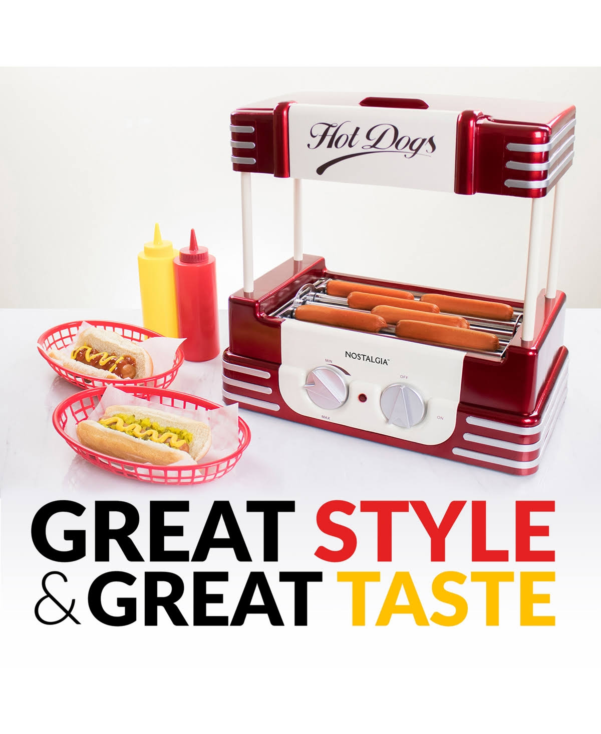 Nostalgia Hdr8rr Roller Warmer 8 Hot Dog and 6 Bun Capacity