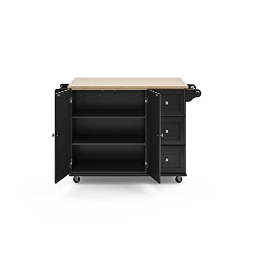 Homestyles Dolly Madison Off-White Mobile Kitchen Island Cart with Wood Drop Leaf Breakfast Bar