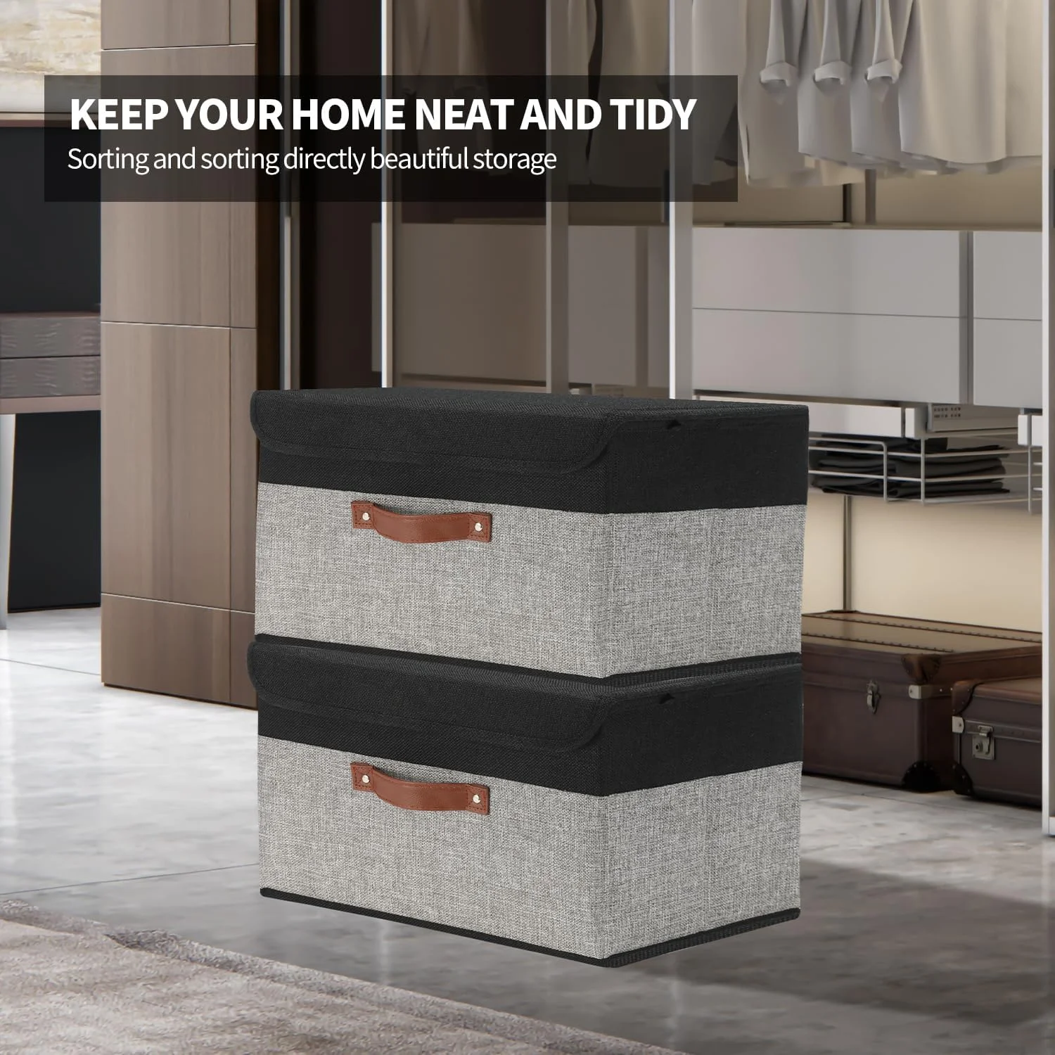 8 Pack Linen Foldable Storage Box Containers Fabric Bins with Lids Storage Baskets for Shelves Drawers, Desktop, Closet, Classroom, Office, Bedroom