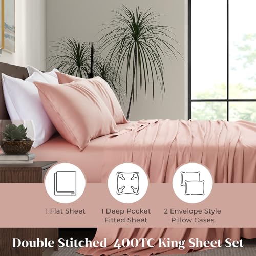 Luxury Bamboo Market | Queen Size Bed Sheet Set | 100% Viscose Made from Bamboo | Organically Grown | Ultra Soft | Cooling Sheets for Hot Sleepers |