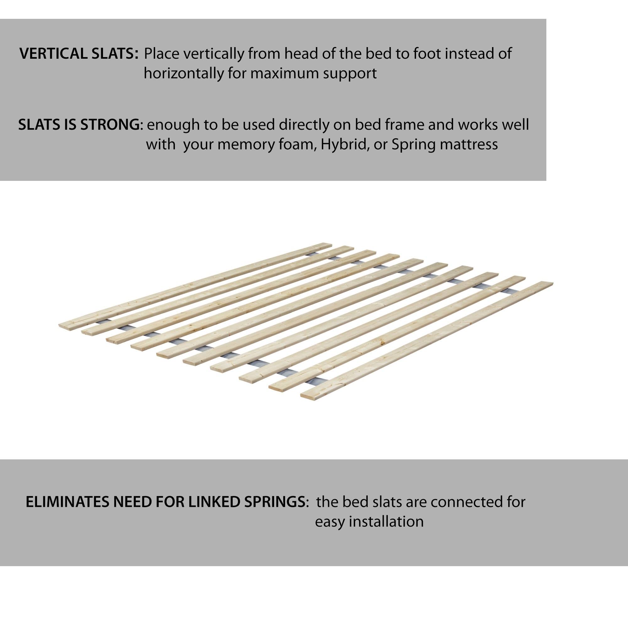 Onetan, 0.75-Inch Standard Vertical Mattress Support Wooden Bunkie Board/Slats, - Queen