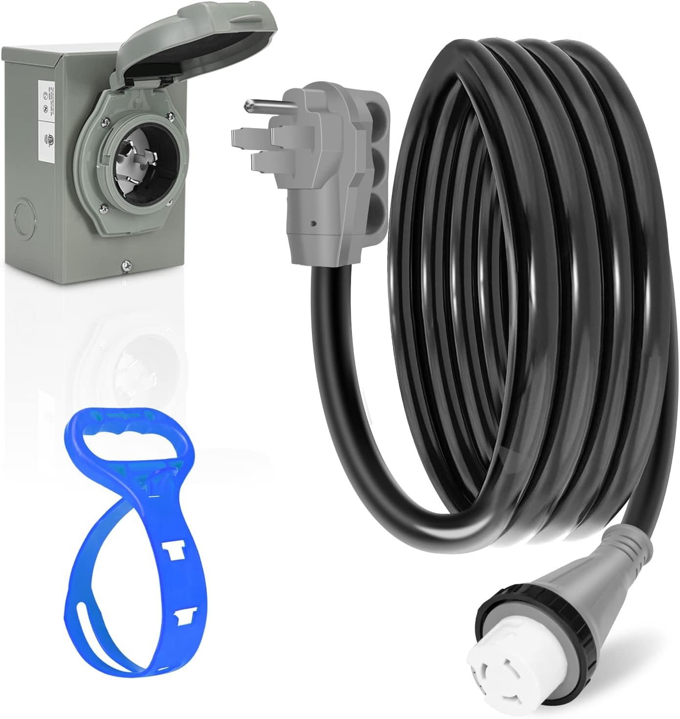 PAULINN 15FT 50 Amp RV Power Extension Cord with Cord Organizer, Heavy Duty NEMA 14-50P to SS 2-50R