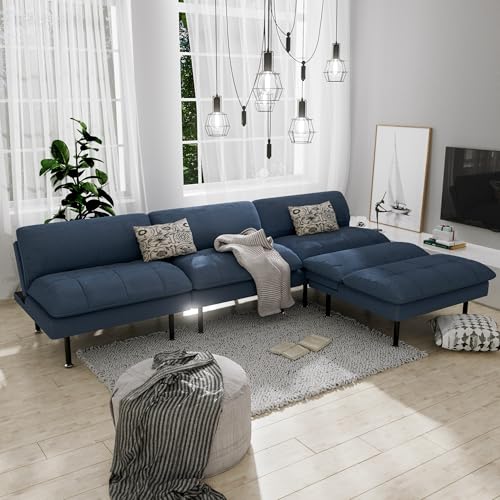 70" Futon Sofa Bed, 4 in 1 Multi-Function Couch Sleeper with Adjustable Backrest, Modern Convertible Futon, Recliner Small Loveseat for Living Room