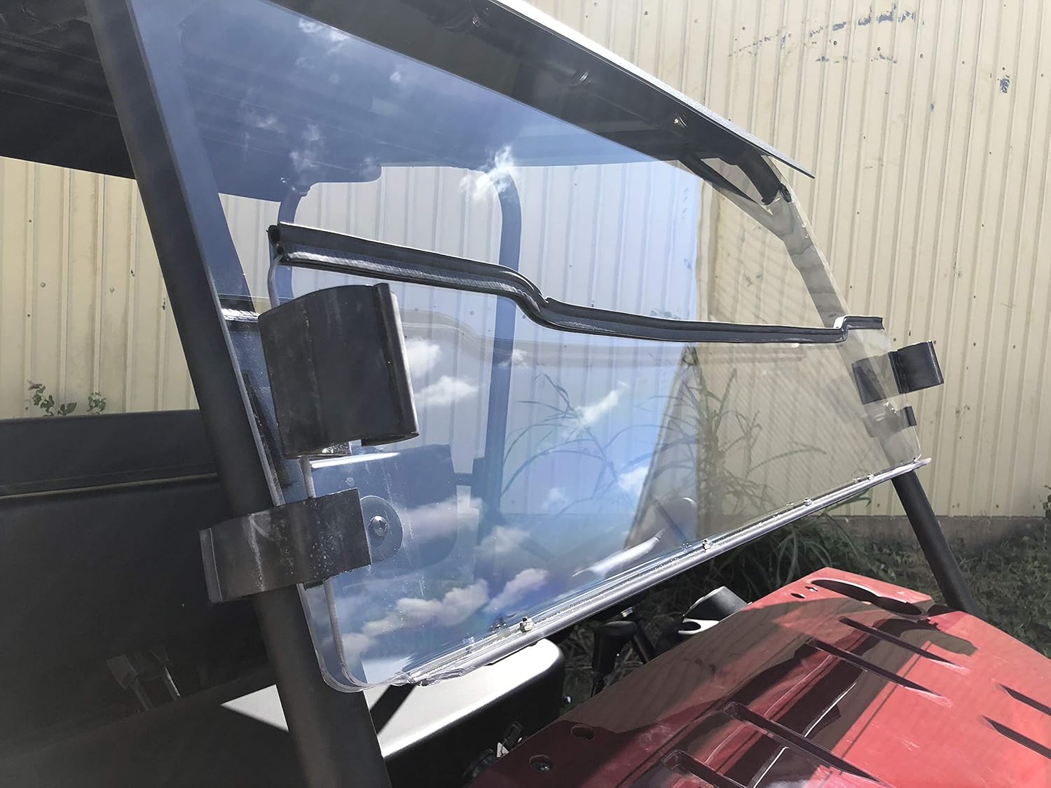A&S AUDIO AND SHIELD DESIGNS 2009-2021 KAWASAKI MULE 4000,4010 TRANS 3/16 POLYCARBONATE FLIP UP WINDSHIELD