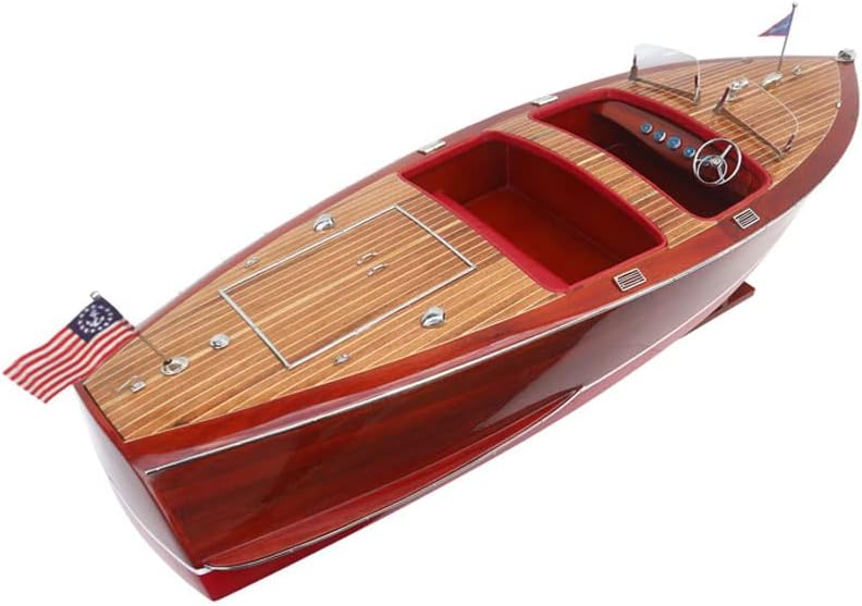 Seacraft Gallery Chris Craft Barrel Back Wooden Model Boat 31.5" - Assembled Wooden Toy Boat D&eacute;cor - Handmade Scale Model Boat