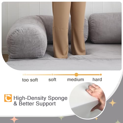 COMAX Folding Sofa Bed, Convertible Chair Bed Corduroy 3-in-1 Foldable Floor Couch with High-Density Foam, Futon Sofa Sleeper Mattress