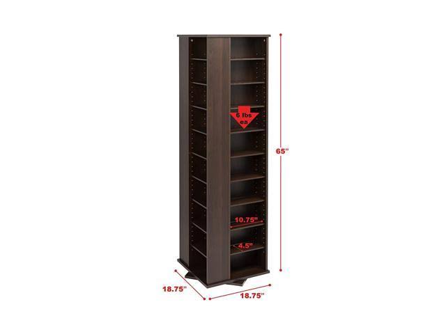 Prepac Large Four-Sided Spinning Tower Storage Cabinet, Espresso