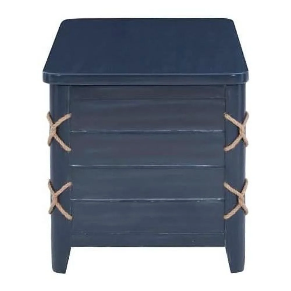 Zana Wood Rope Cedar Lined Storage Chest In Blue