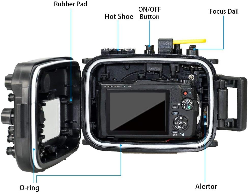 Seafrog WPC-TG5 Waterproof housing case Underwater Diving 195FT/60M Works for Olympus TG-5 Cameras