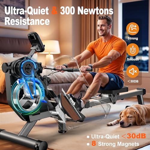 Rowing Machines for Home: 16 Levels Quiet Magnetic Rowing Machine - Bluetooth Rower App Compatible, 360lb Weight Capacity 2025NEW
