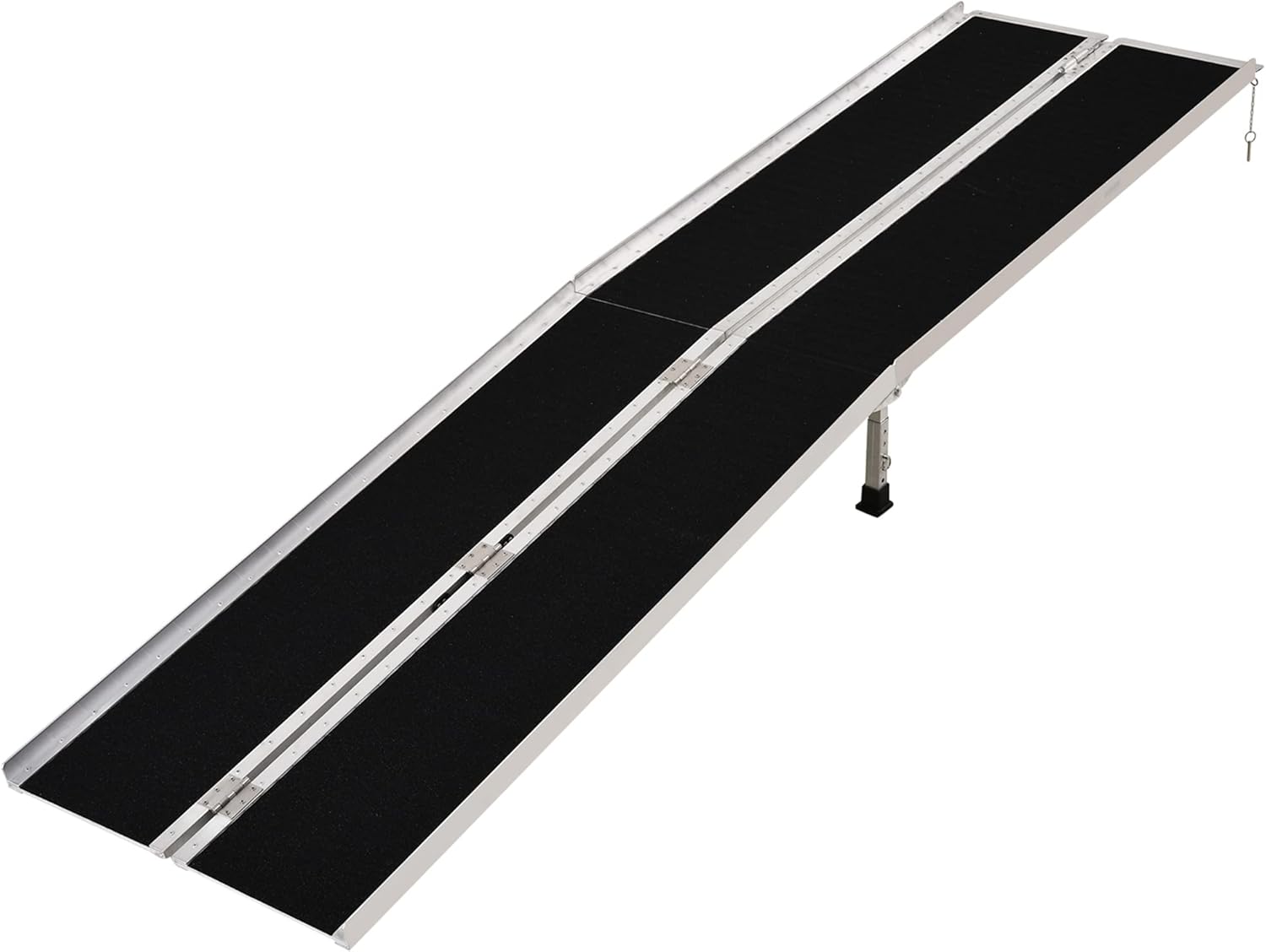 HOMCOM Aluminum Portable Skidproof PVC Carpeted Folding Wheelchair Ramp, 4'