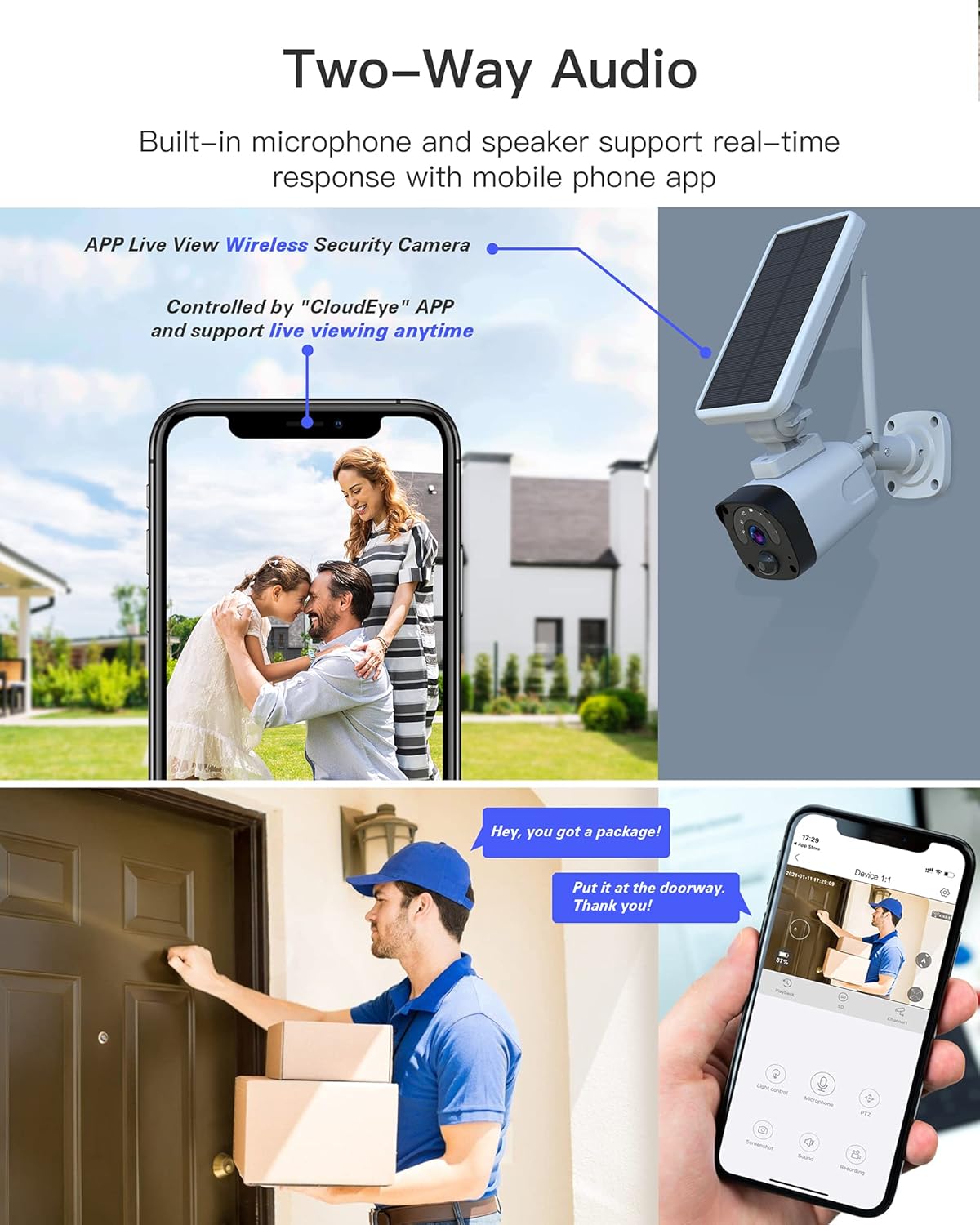 Solar Security Camera Outdoor, Wireless Solar Powered Security Camera (Includes Base Station and 1 1080P Camera) with PIR Motion Detection