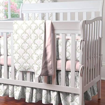 Carousel Designs Pink and Gray Chevron Mini Crib Bumper