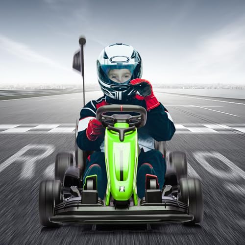 24V Electric Drift Kart for Kids, Ride Car with Adjustable Seat & 8.5MPH Speed, EVA Silent Wheels, Parent-Safety Certified Ride-On Toy