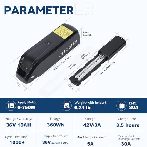 36V 48V 52V Ebike Battery, 15Ah 20Ah Electric Bike Lithium Battery Ebike Battery for 0-1200W Electric Bike with 3A Fast Charger and BMS