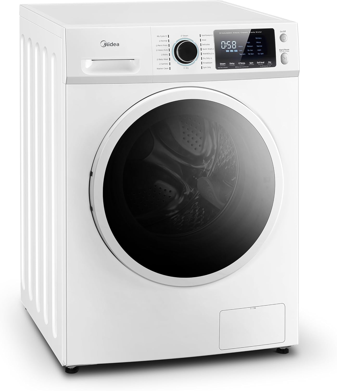 Midea 24 Inch Washer and Dryer Combo, All in One Washer and Dryer 2.7 cu.ft 26lbs, Ventless Washing Machine, Steam Care, Overnight Dry, 1400 RPM