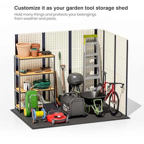 Patiowell 6x4 FT Plastic Outdoor Storage Shed, Resin Shed Perfect to Store Patio Furniture, GardenTools Bike Accessories, Beach Chairs and Lawn Mower