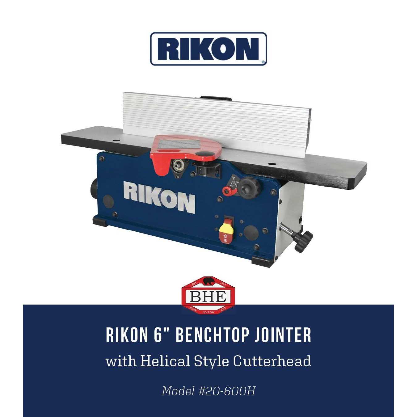 Rikon 20-600H 6 inch Benchtop Jointer with Helical Cutter Head - Shop Hardware Tools Online Store