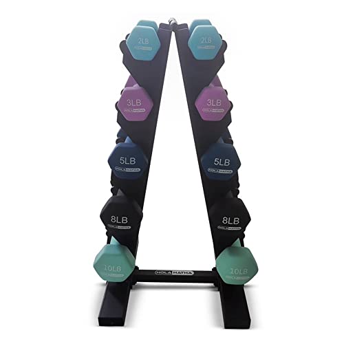 HolaHatha Neoprene Dumbbell Free Hand Weight Set with Rack, Ideal for Home Exercises to Gain Tone and Definition