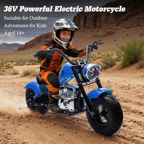 36V Electric Dirt Bike, 360W Electric Motorcycle, 3 Speed-Up to 15.5 MPH, Electric Dirt Bike for Kids 14+, LED/USB/Bluetooth