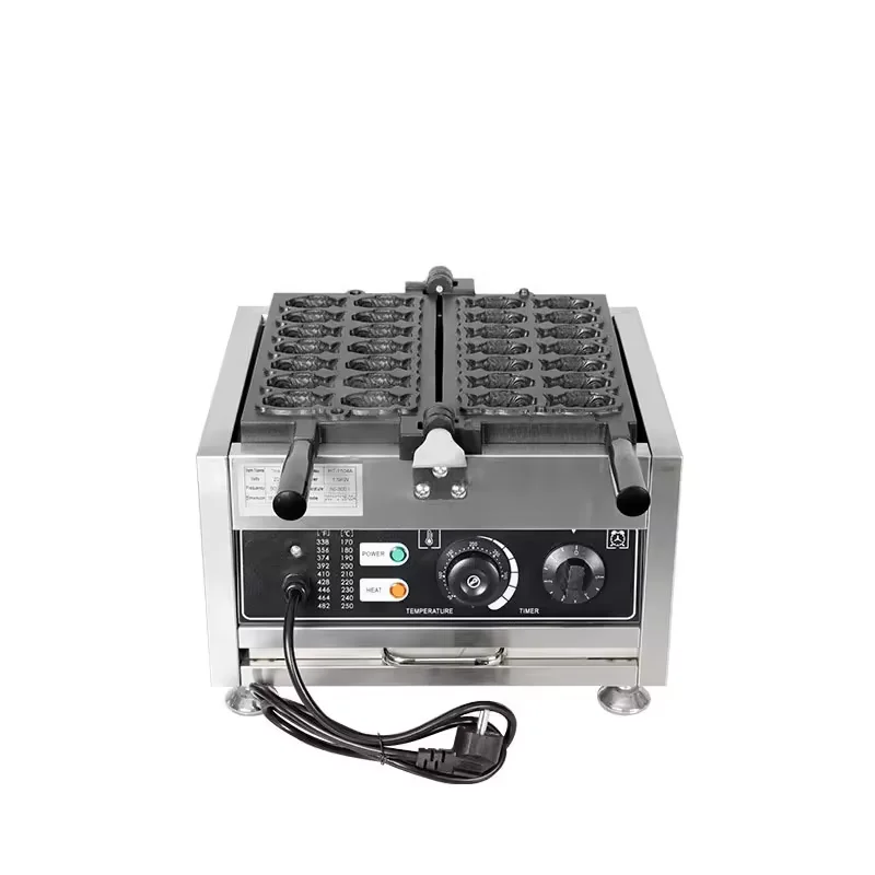 Commercial Waffle Maker Fish Shape Waffle Machine  with 14pcs Mini Fish Electric Taiyaki pancake  Machine Closed Mouth Fish Waffle Maker